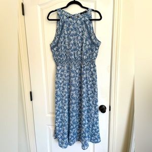 BloomChic blue floral tie neck summer dress